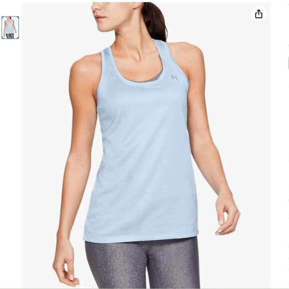 Small Under Armour Women's Tech Tank-Patch Mesh, Coded Blue/Metallic Silver - Picture 1 of 5